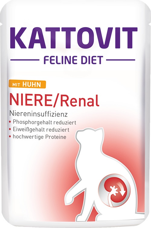Kattovit Renal Pollo - Cibo Umido Dietetico per Gatti 85g per Supporto alla Funzione Renale