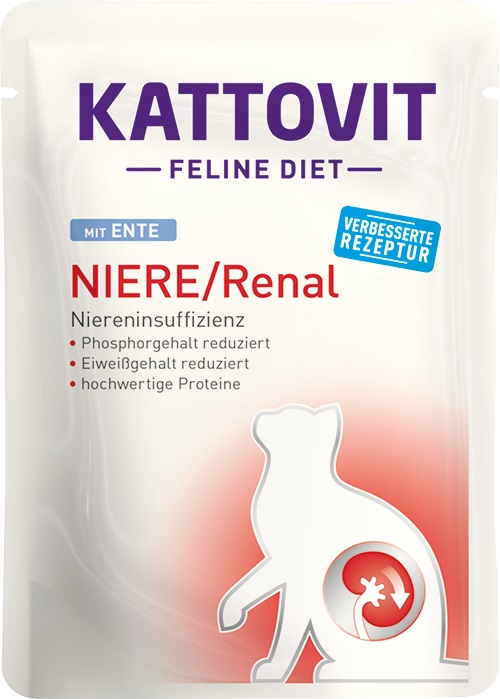 Kattovit Feline Diet Renal Anatra 85g - Alimento Umido Dietetico per Gatti Adulti con Insufficienza Renale