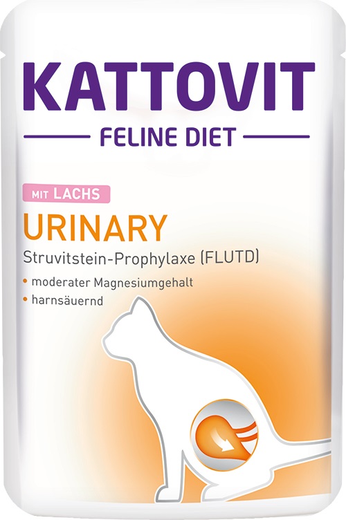 Kattovit Urinary Salmone 85g - Cibo Umido Dietetico Completo per Gatti Adulti, Riduce i Calcoli di Struvite