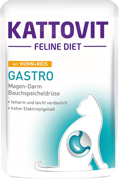 Kattovit Gastro Cibo Umido per Gatti - Pollo e Riso - 85 g - Alimento Dietetico per Gatti Adulti con Problemi Digestivi