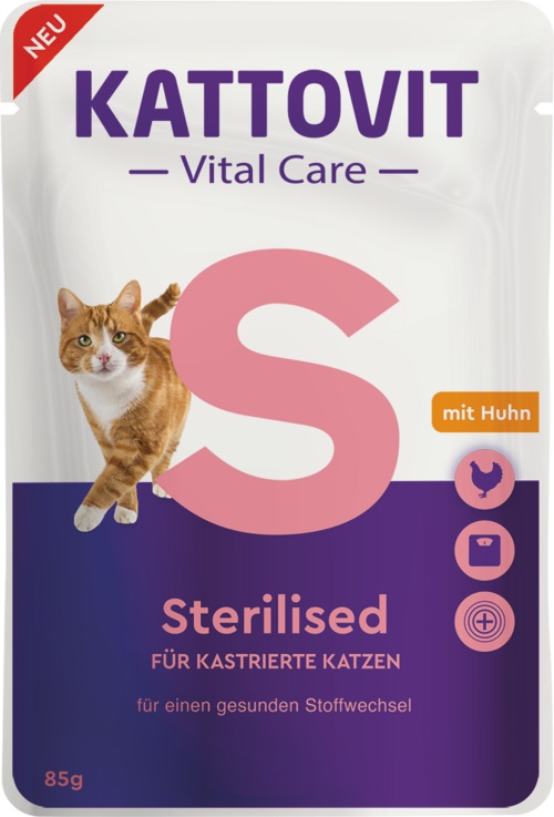Kattovit Vital Care Sterilised - Cibo umido per gatti con pollo, 85 g