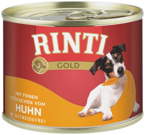 RINTI Gold Chicken Mini Pollo per cani di razza piccola - Alimento umido 185 g, 70% carne, senza coloranti e conservanti