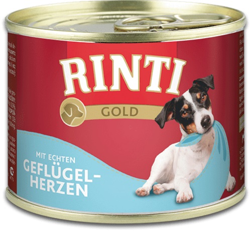 RINTI Gold Cuori di Pollame Mini per Cani di Piccola Taglia - Alimento Umido Completo 185 g