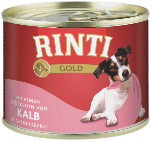 RINTI Gold Veal Mini Agnello per Cani di Piccola Taglia - Alimento Umido Completo con Carne di Vitello - 185 g