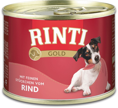 RINTI Gold Alimento Umido Manzo per Cani Adulti di Taglia Piccola - 185 g, Senza Soia e Conservanti