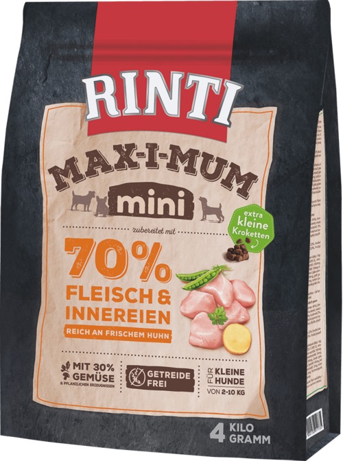 RINTI Max-I-Mum Mini Adult Pollo - Cibo Secco per Cani Adulti di Razza Piccola, 4 kg
