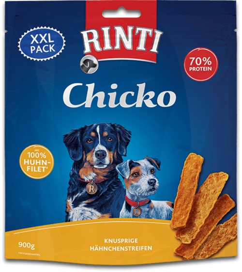 RINTI Chicko Pollo Snack per Cani e Gatti - 900 g, 97% Carne Fresca, Senza Farine Animali e Soia, Essiccato Naturalmente
