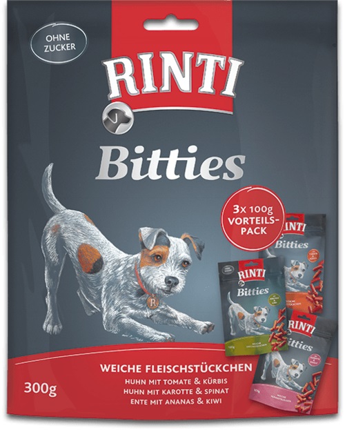 RINTI Bitties Multipack Snack per Cani - 3 Gusti Morbidi, 300 g