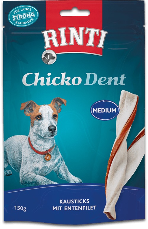 RINTI Chicko Dent Strong - Snack per cani con filetto di anatra, 150 g, per l'igiene orale