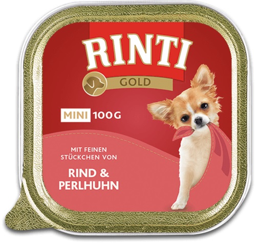 RINTI Gold Mini Alimento Umido per Cani Adulto - Manzo e Faraona, 100 g