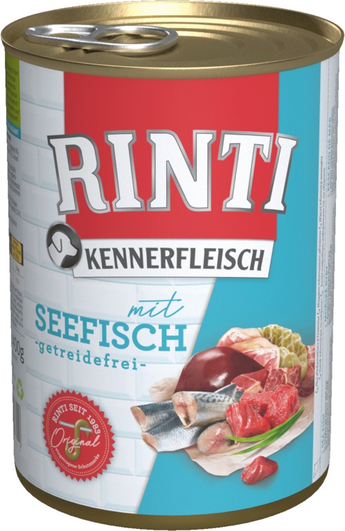 RINTI Kennerfleisch Cibo Umido per Cani al Pesce Oceanico - 70% Carne, 400 g