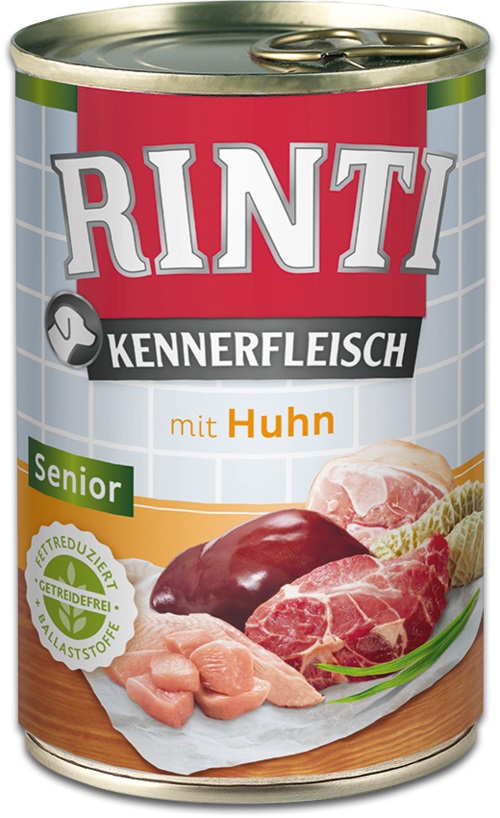 RINTI Kennerfleisch Senior Cibo Umido per Cani Anziani con Pollo - 400 g