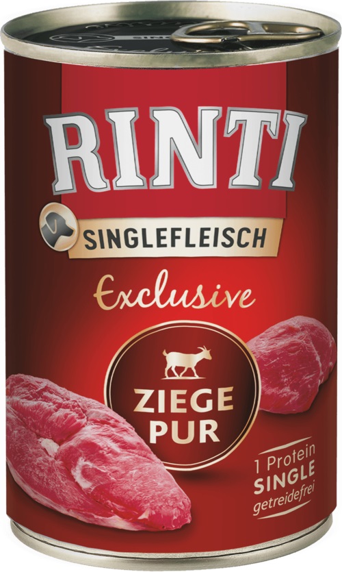 RINTI Singlefleisch Exclusive Capra Pura Monoproteico 400 g - Alimento Umido Senza Cereali e Conservanti per Cani Adulti