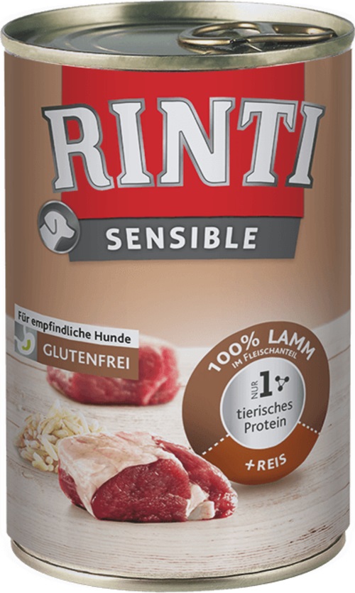 RINTI Sensible Agnello e Riso 400 g - Alimento Umido Completo per Cani Adulti, Senza Altre Fonti di Carne