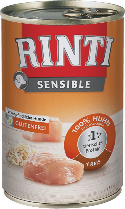 RINTI Sensible Cibo Umido per Cani Adulto Pollo e Riso 400 g - Alimento Completo per Cani Sensibili