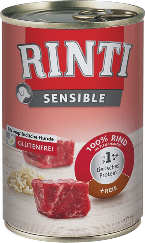 RINTI Sensible Alimento Umido per Cani Adulto - Manzo e Riso 400 g