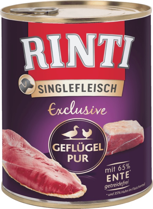 RINTI Singlefleisch Exclusive Pollame Monoproteico Cibo Umido per Cani Adulti 800 g
