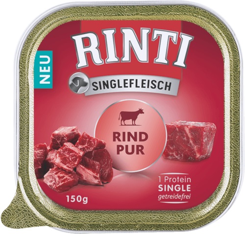 RINTI Cibo Umido Monoproteico per Cani Adulto Manzo 150 g - Alta Percentuale di Proteine, Senza Carboidrati e Cereali