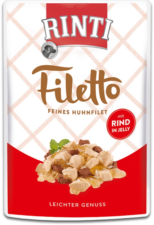 RINTI Filetto in Jelly Pollo e Manzo per Cani Adulti - 100 g, Alimento Umido Naturale con Ingredienti di Alta Qualità