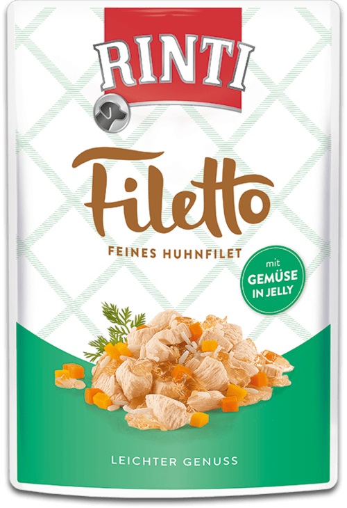 RINTI Filetto in Jelly Pollo e Verdure per Cani Adulti - Alimento Umido 100 g
