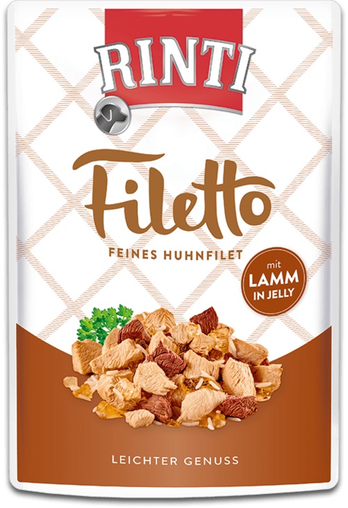 Rinti Filetto Pollo con Agnello - Alimento Umido per Cani in Buste da 100 g (24 o 48 Buste)