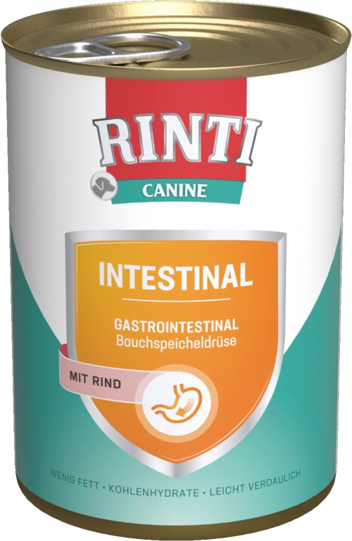 RINTI Canine Intestinal Cibo Umido per Cani Adulto con Manzo 400 g - Dieta Completa per Problemi Gastrointestinali
