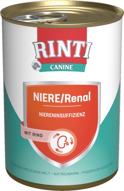RINTI Canine Reni con Manzo - Cibo Umido per Cani Adulti 400 g per Insufficienza Renale