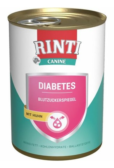 RINTI Canine Diabetes Cibo Umido per Cani con Pollo e Pesce - 400 g, Alimento Dietetico Completo per Cani con Diabete