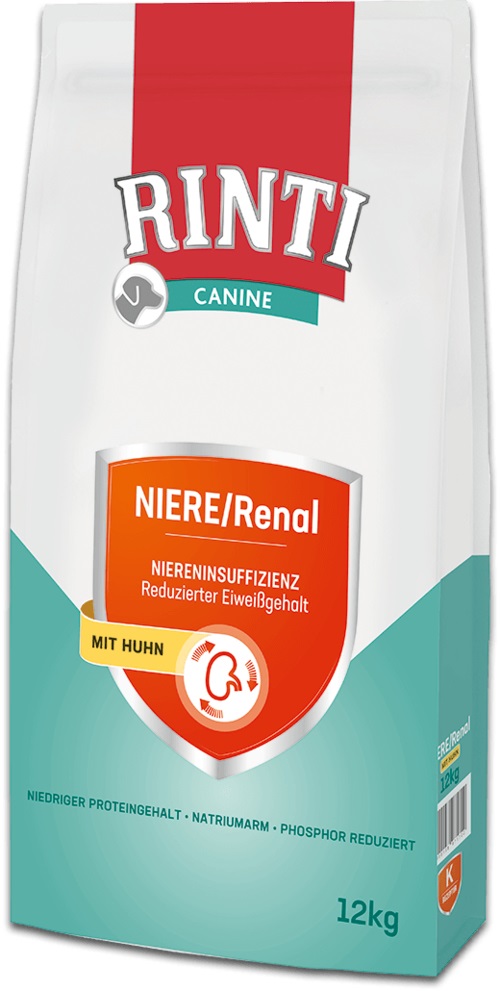 RINTI Canine Renal Crocchette per Cani con Pollo - 12 kg, Basso Contenuto Proteico per Insufficienza Renale