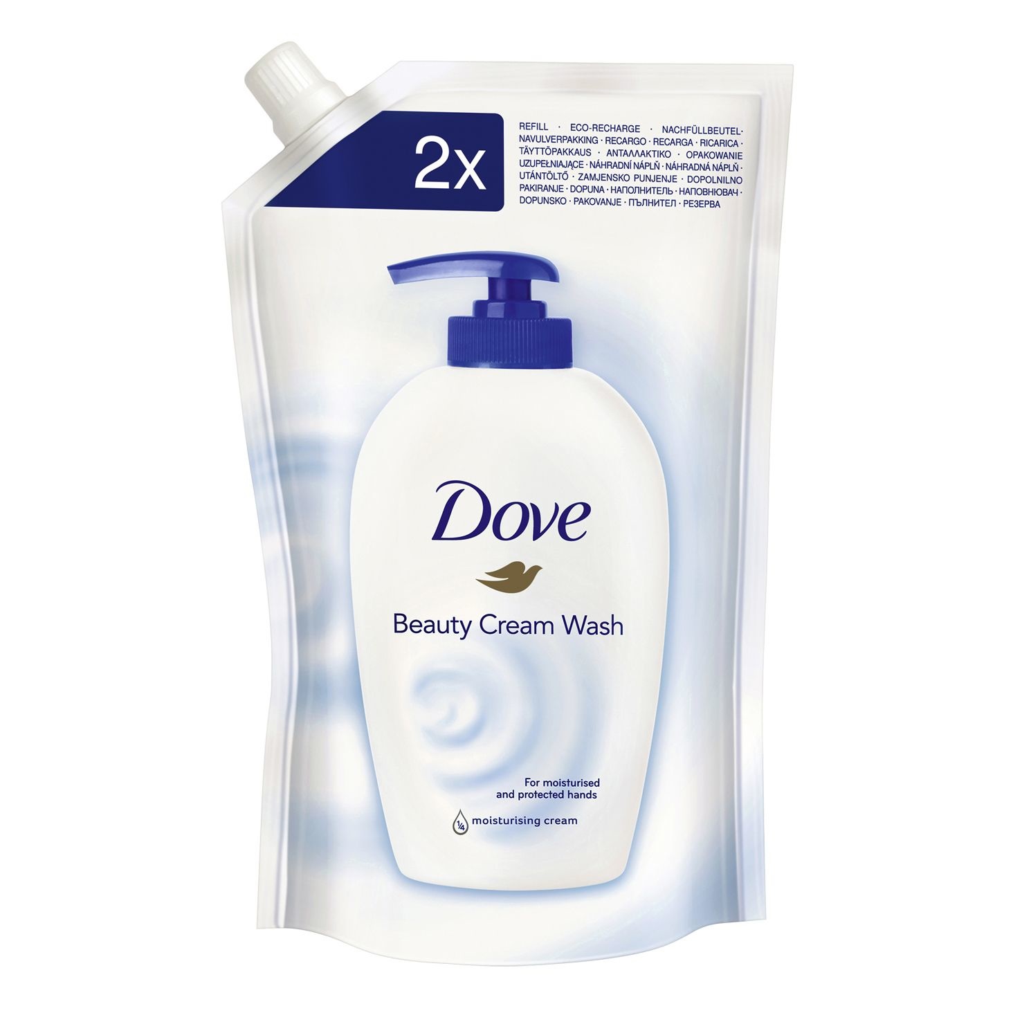 Dove Sapone Liquido Ricarica 500 ml - Detergente Cremoso Idratante per Mani e Viso con ¼ di Crema Idratante