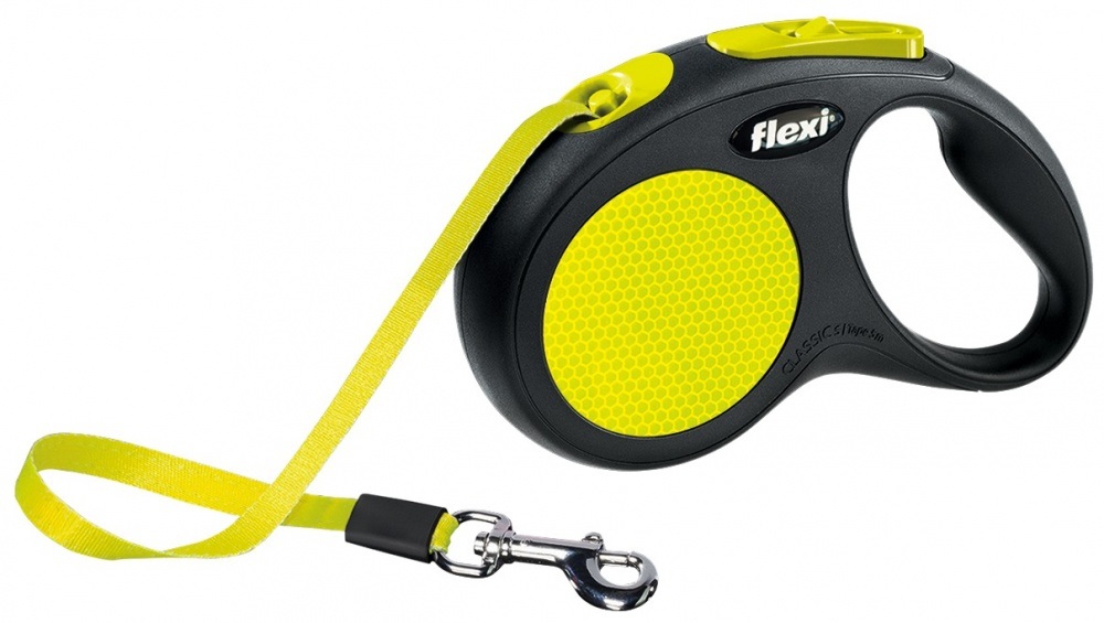 Flexi Guinzaglio Retrattile New Neon 5 m per Cani fino a 15 kg - Giallo
