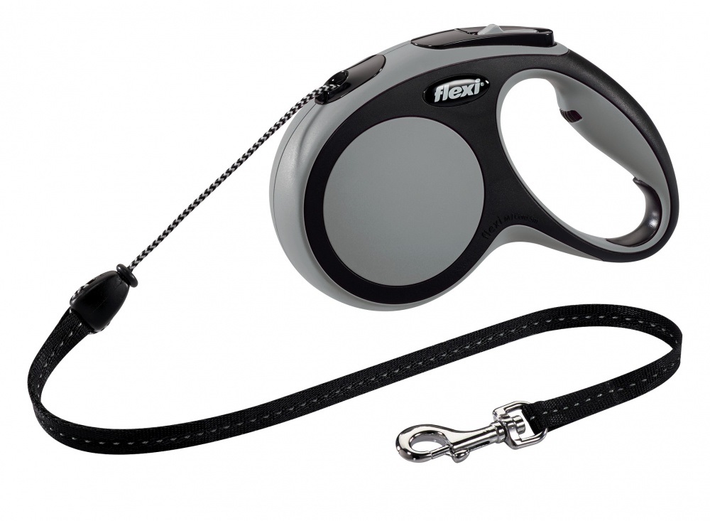 FLEXI New Comfort Guinzaglio Retrattile 5 m Grigio Taglia M con Impugnatura Ergonomica e Sistema Frenante