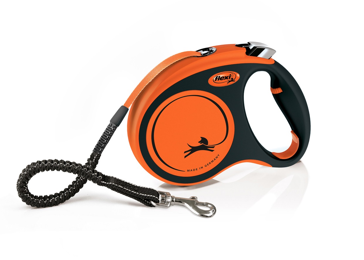 FLEXI Guinzaglio Xtreme M Estensibile 5 m Arancione, fino a 35 kg, Cinghia Robusta con Soft-Stop