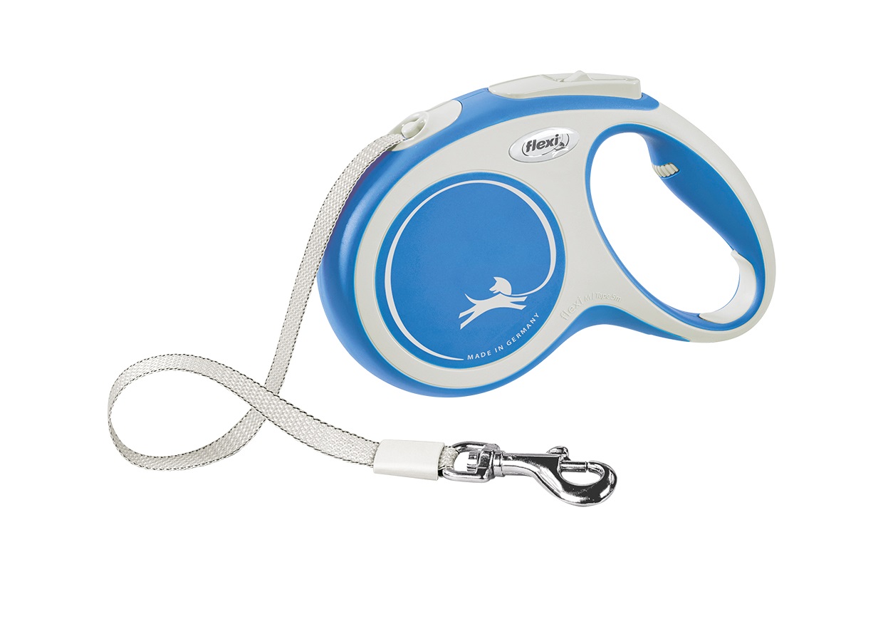 FLEXI Guinzaglio New Comfort M 5m Blu per Cani fino a 25kg con Impugnatura Ergonomica e Sistema di Frenata