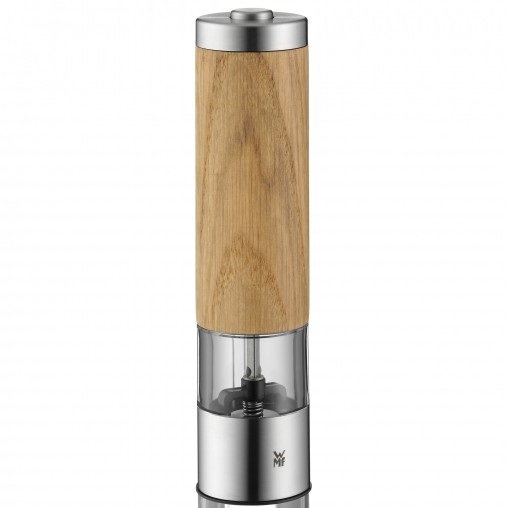 WMF 0667374500 - Macinaspezie Elettrico in Ceramill® in Legno di Quercia, Acciaio INOX, Altezza 21,5 cm