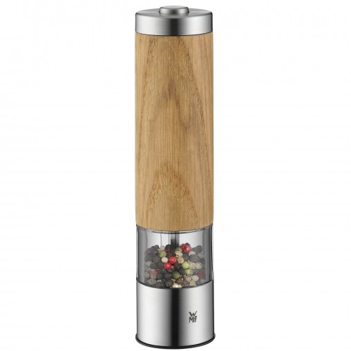 WMF 0667374500 - Macinaspezie Elettrico in Ceramill® in Legno di Quercia, Acciaio INOX, Altezza 21,5 cm
