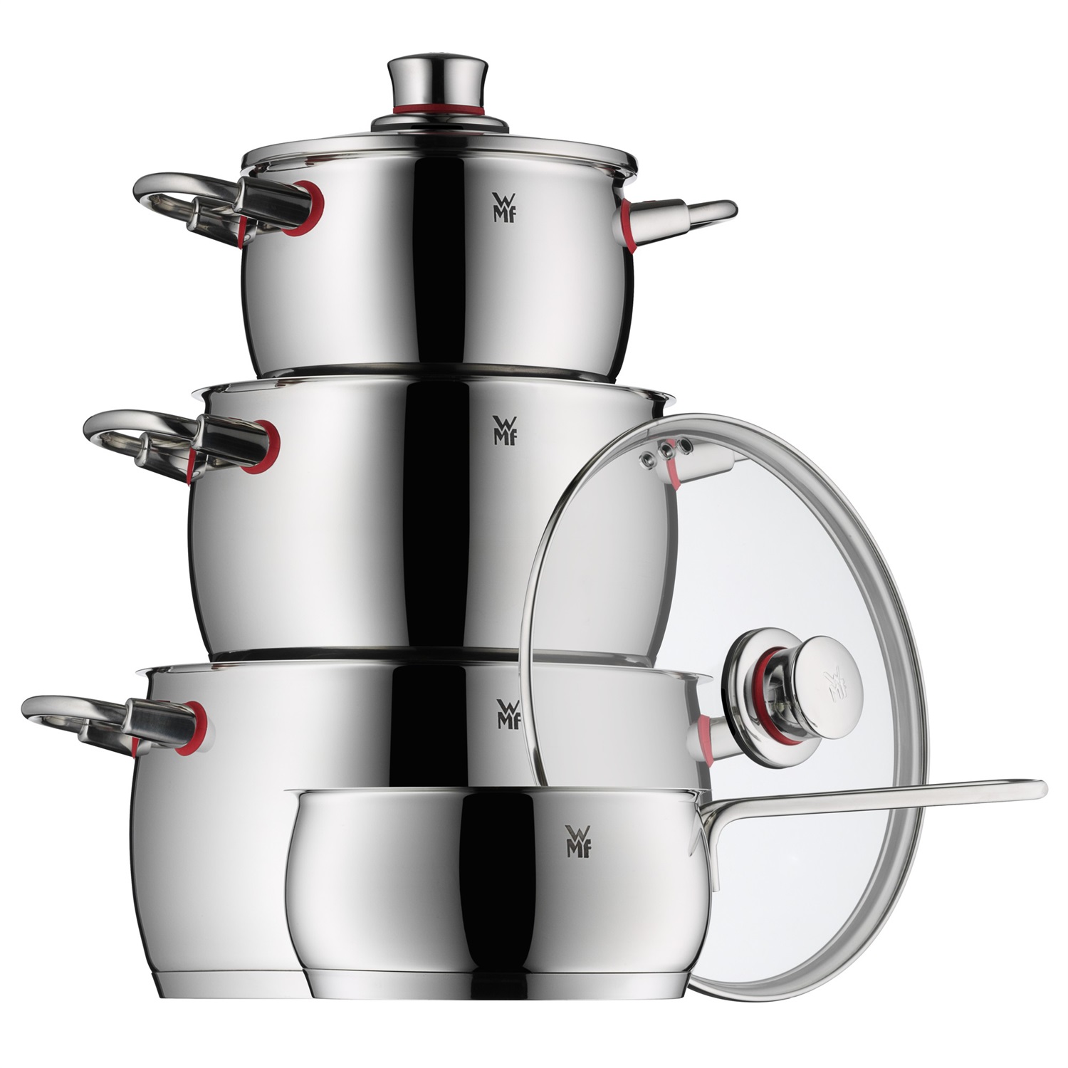 WMF Quality One Set di Pentole in Acciaio Inossidabile Cromargan con Sfiato per Vapore - 4 Pezzi (16, 20, 24 cm)