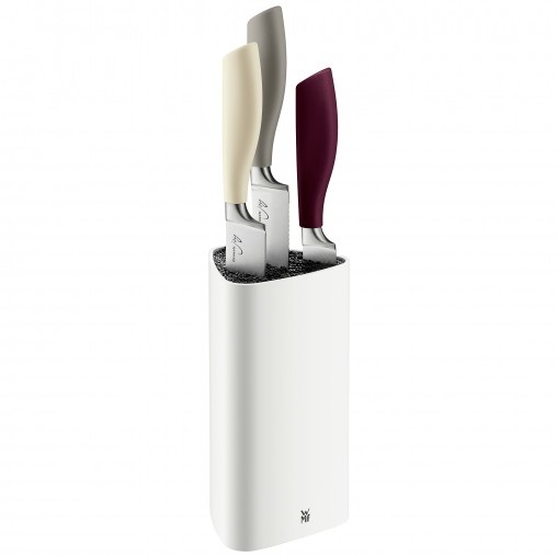 WMF Set di Coltelli Elements Joy - Acciaio Inossidabile, Bianco, 4 Pezzi con Ceppo Portacoltelli