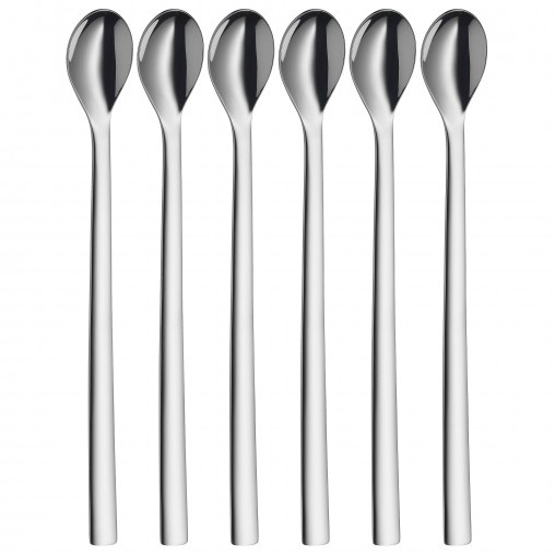 WMF Set di 6 Cucchiai Long Drink in Acciaio Inox 18/10, 22 cm, Argento - Design di Jutta Keil