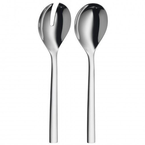 WMF 1291426040 Posate per Insalata 25 cm in Acciaio INOX Cromargan 18/10 - Design Jutta Keil, Colore Grigio Acciaio, Forma Rettangolare, Confezione Regalo
