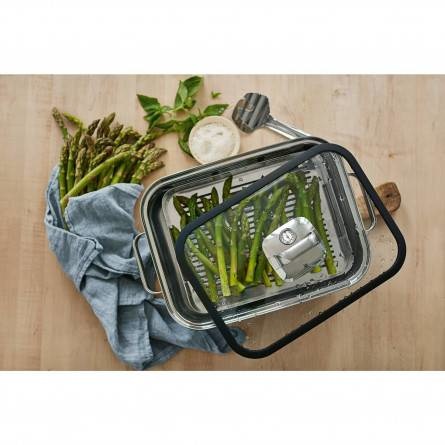 WMF Vitalis Compact Pentola per Cottura a Vapore 3,5 L in Acciaio Inox Cromargan con Coperchio in Vetro e Termometro