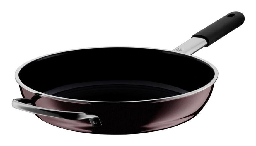 WMF Fusiontec Padella 28 cm in Acciaio con Minerali Fusi, Induzione, Manico da Banco e Coperchio in Silicone Rosa Quarzo