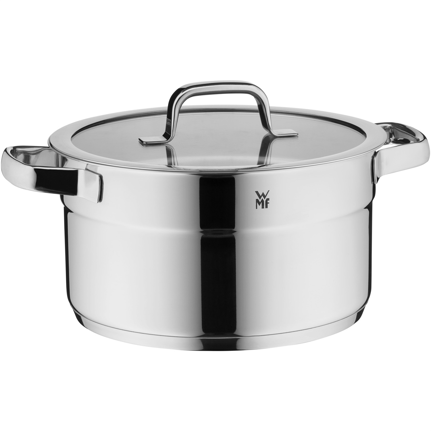 WMF Compact Cuisine - Pentola grande 24 cm in acciaio inox Cromargan lucido con coperchio in vetro, 5,6 l, impilabile