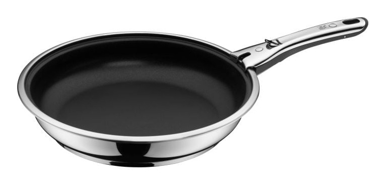 WMF Click&Serve Set di 3 Padelle Antiaderenti con Manico Rimovibile, Acciaio INOX Cromargan, Induzione e Resistente al Forno