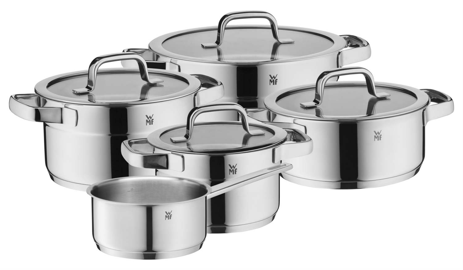 WMF Compact Cuisine Set di Pentole 5 Pezzi in Acciaio Inox per Induzione - Design Impilabile per Risparmio Spazio