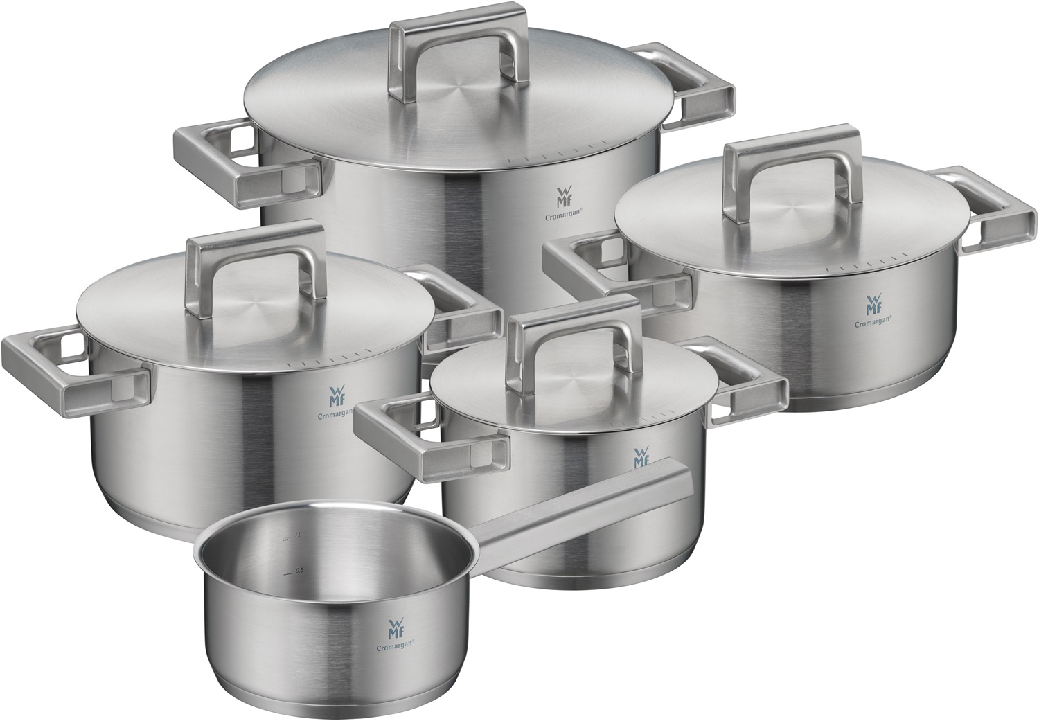 WMF Ultimate Cool Set di Pentole 9 Pezzi in Acciaio Inox Induzione con Coperchi e Manici Freschi al Tatto