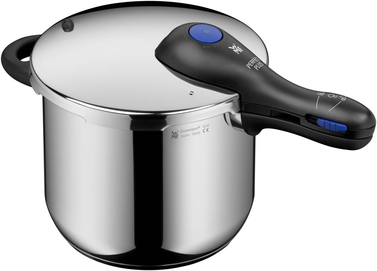 WMF Perfect Plus Pentola a Pressione 6,5L Acciaio Inox Induzione con Manico Rimovibile e 2 Livelli di Cottura