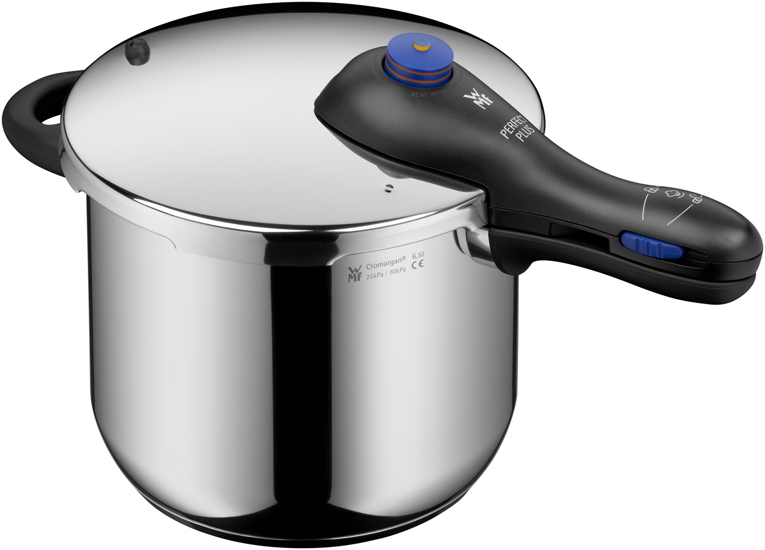 WMF Perfect Plus Pentola a Pressione 6,5L Acciaio Inox Induzione con Manico Rimovibile e 2 Livelli di Cottura