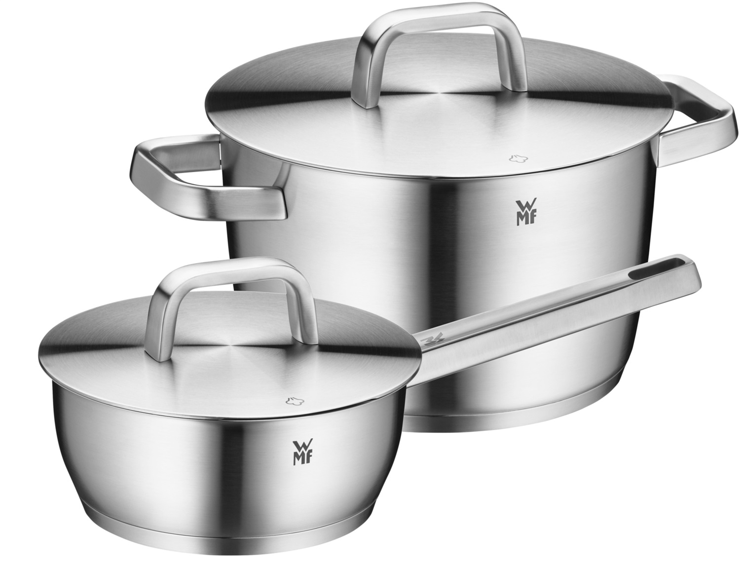 WMF Iconic Set di Pentole a Induzione in Acciaio Inossidabile - 2 Pezzi con Coperchi, Design Elegante e Funzionale