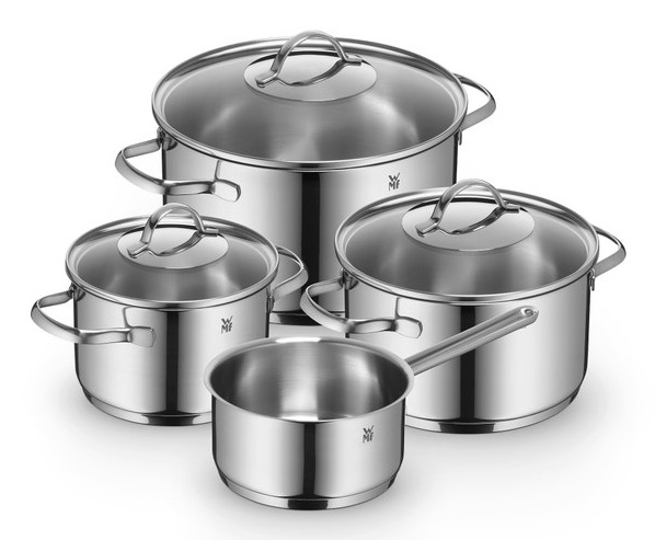 WMF Set di Pentole 7 Pezzi in Acciaio Inox Provence Plus con Coperchi in Vetro